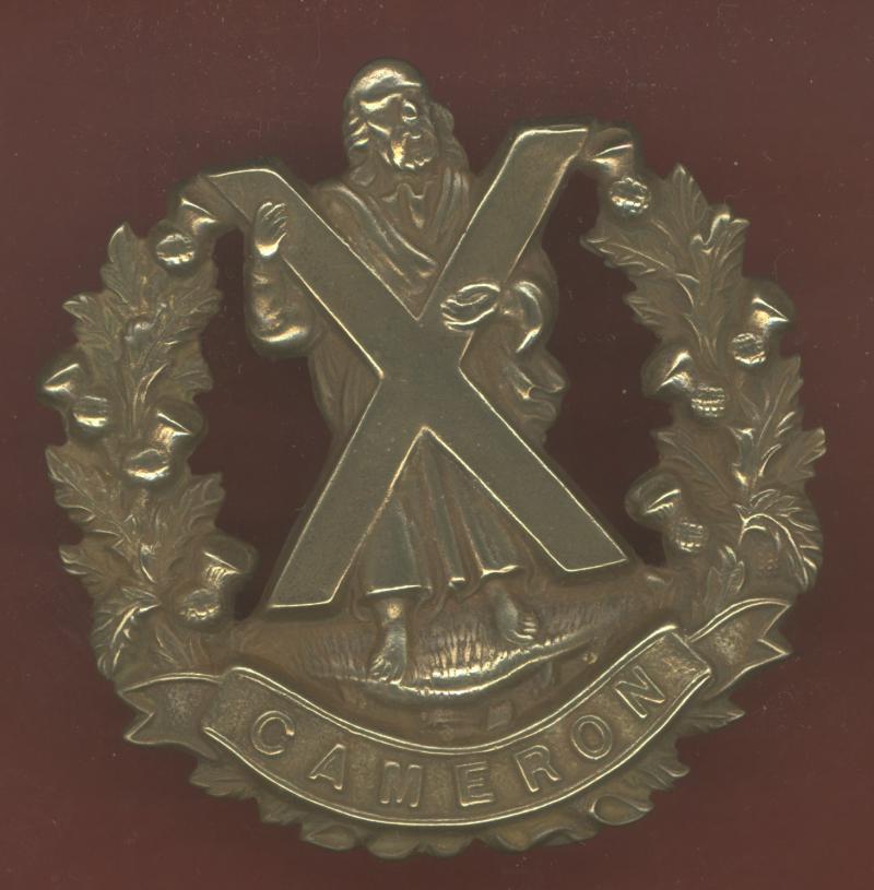 Scottish Q.O. Cameron Highlanders WW1 economy glengarry badge