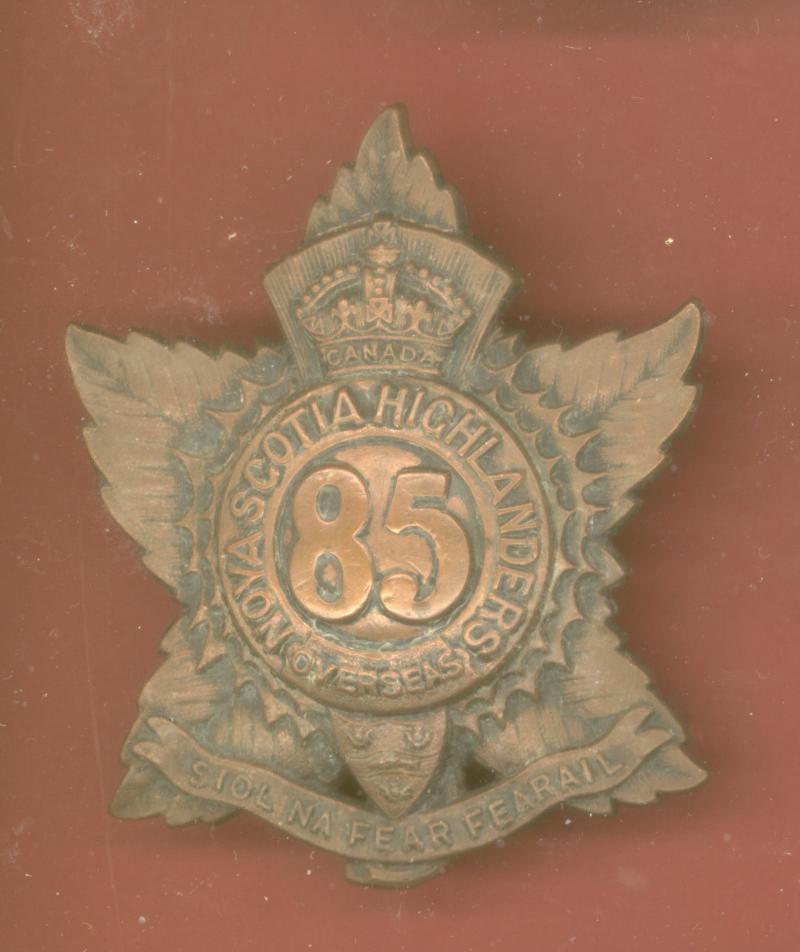 Canadian 85th Nova Scotia Highlanders Bn. WW1 CEF glengarry badge