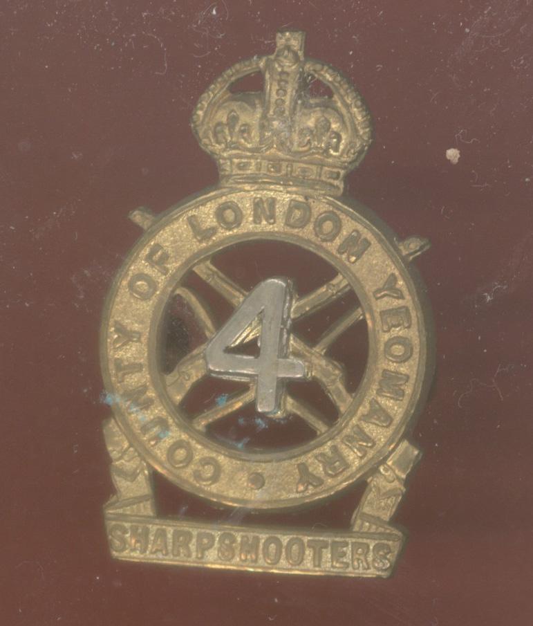 4th County of London Yeomanry WW2 officer's beret badge