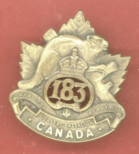 Canadian 183rd Manitoba Beavers Bn. WW1 CEF cap badge