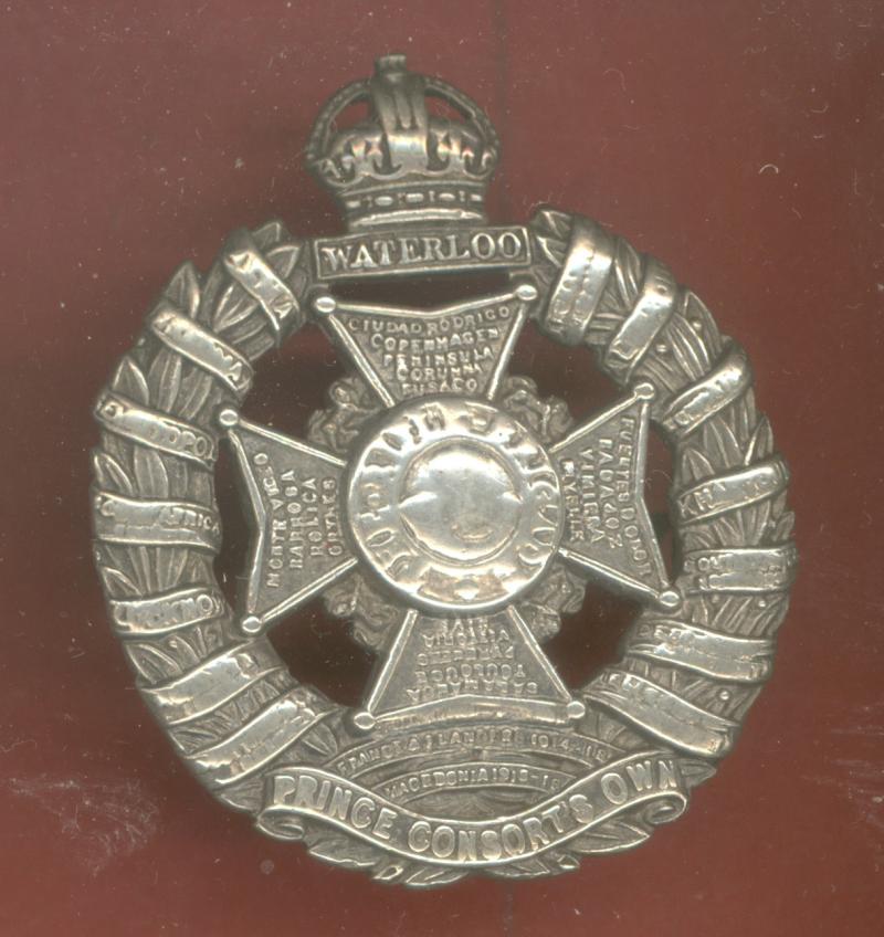 The Rifle Brigade Prince Consort's Own WW2 Officer's hallmarked silver cap badge