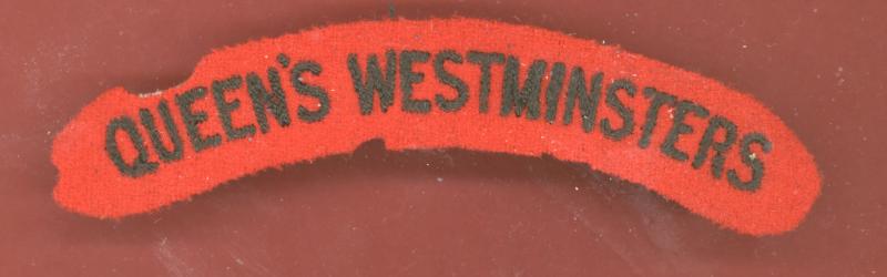 QUEEN'S WESTMINSTERS cloth shoulder title