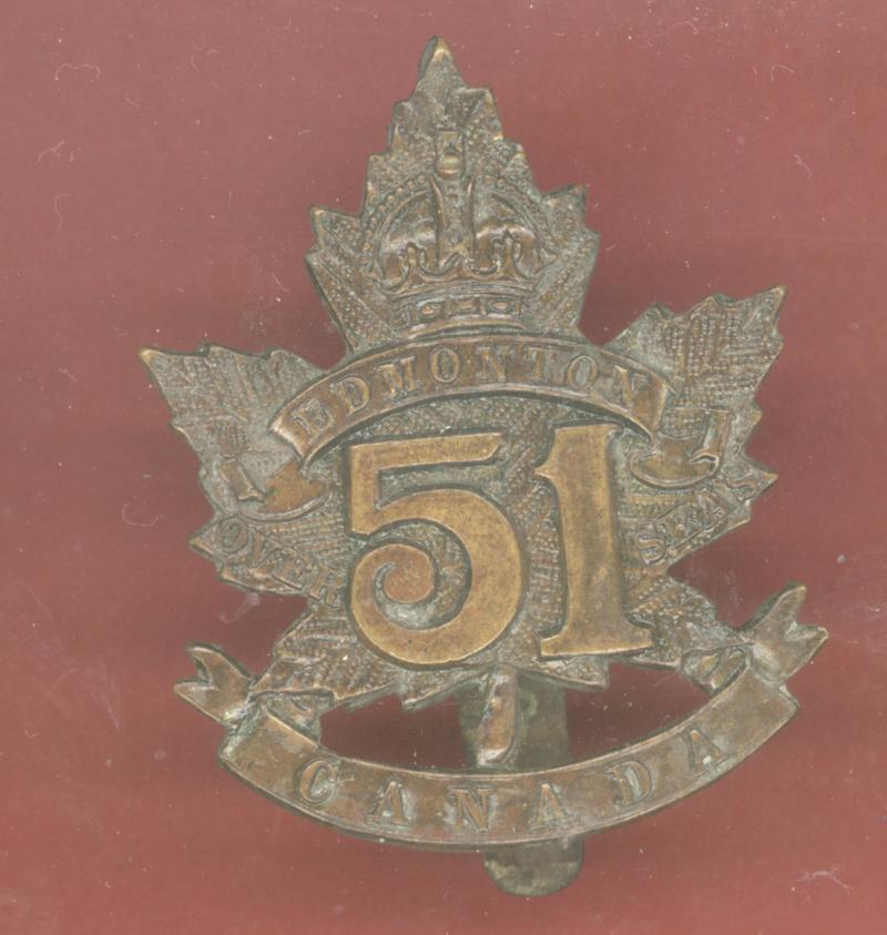 Canadian 51st Edmonton Bn. WW1 CEF cap badge
