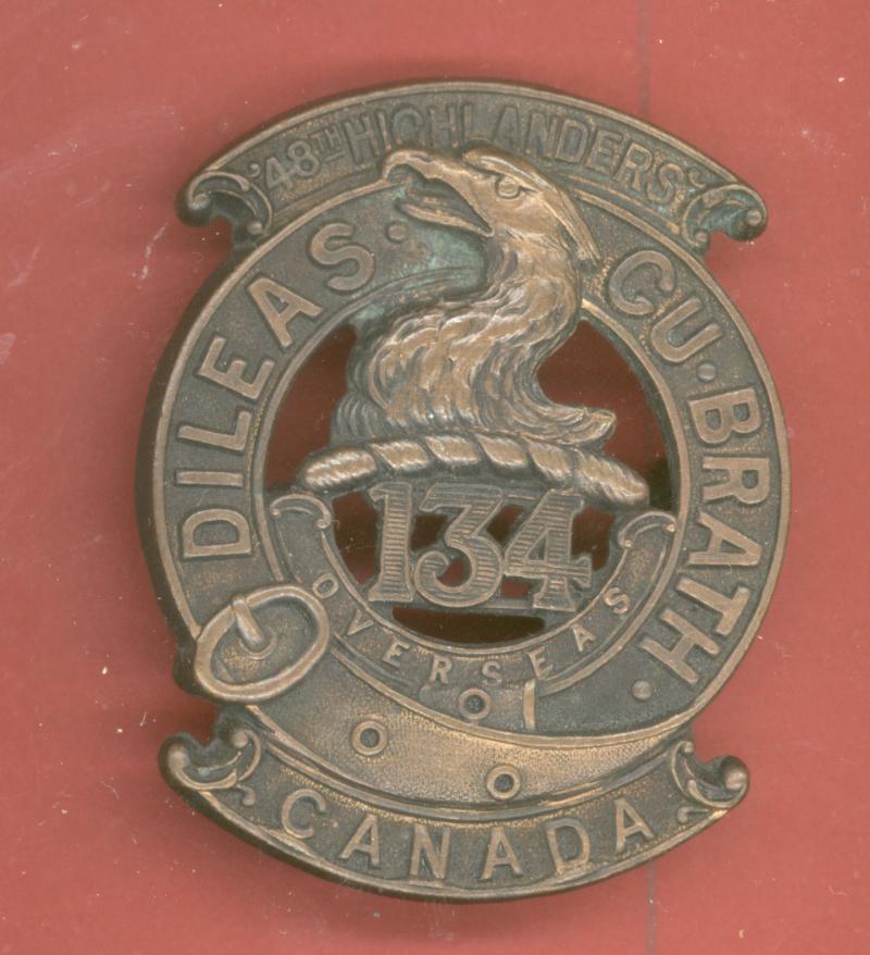 Canadian 134th (48th Toronto Highlanders ) Bn. WW1 CEF glengarry badge