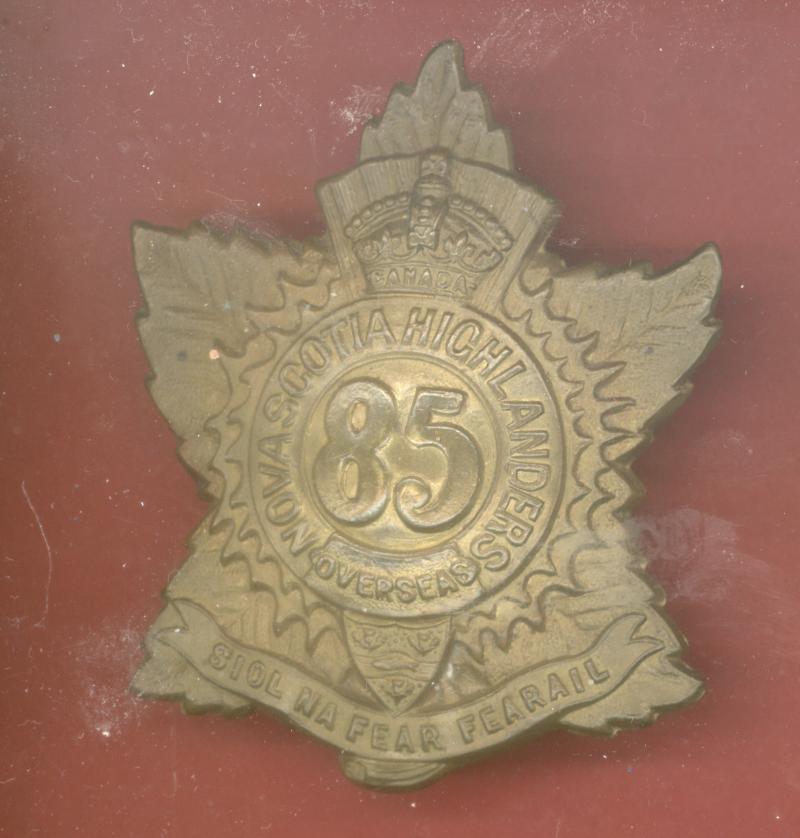 Canadian 85th Nova Scotia Highlanders Bn. WW1 CEF glengarry badge
