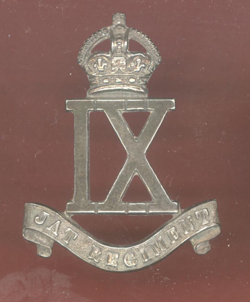 Indian Army 9th Jat Regiment WW2 Officer's H/M silver cap badge