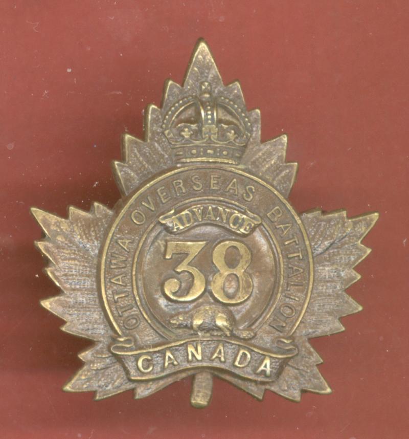 Canadian 38th Ottawa Bn. WW1 CEF cap badge