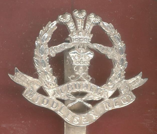Middlesex Regiment Officer's HM silver cap badge