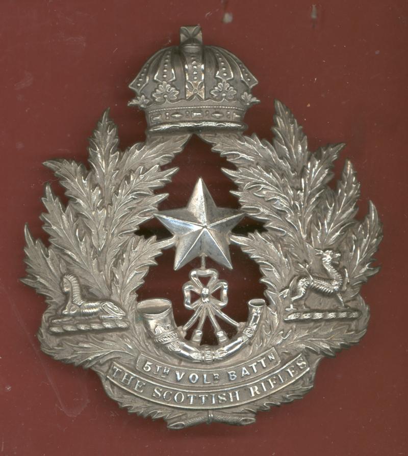 5th V.B. Cameronians Scottish Rifles Victorian NCO's helmet plate