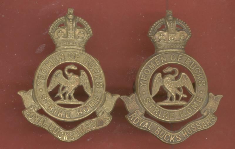 Royal Bucks Hussars Yeomanry OR's collar badges