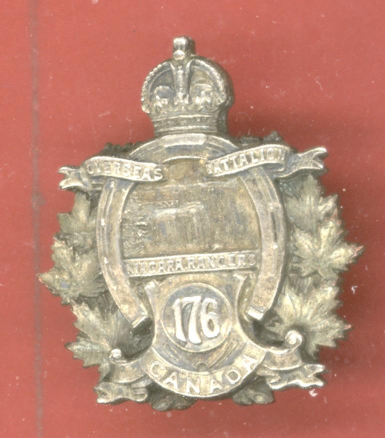 Canadian 176th Niagara Rangers, Welland County Bn. WW1 CEF Officer collar badge