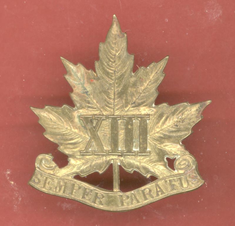 Canadian Militia 13th Royal Hamilton Regiment cap badge