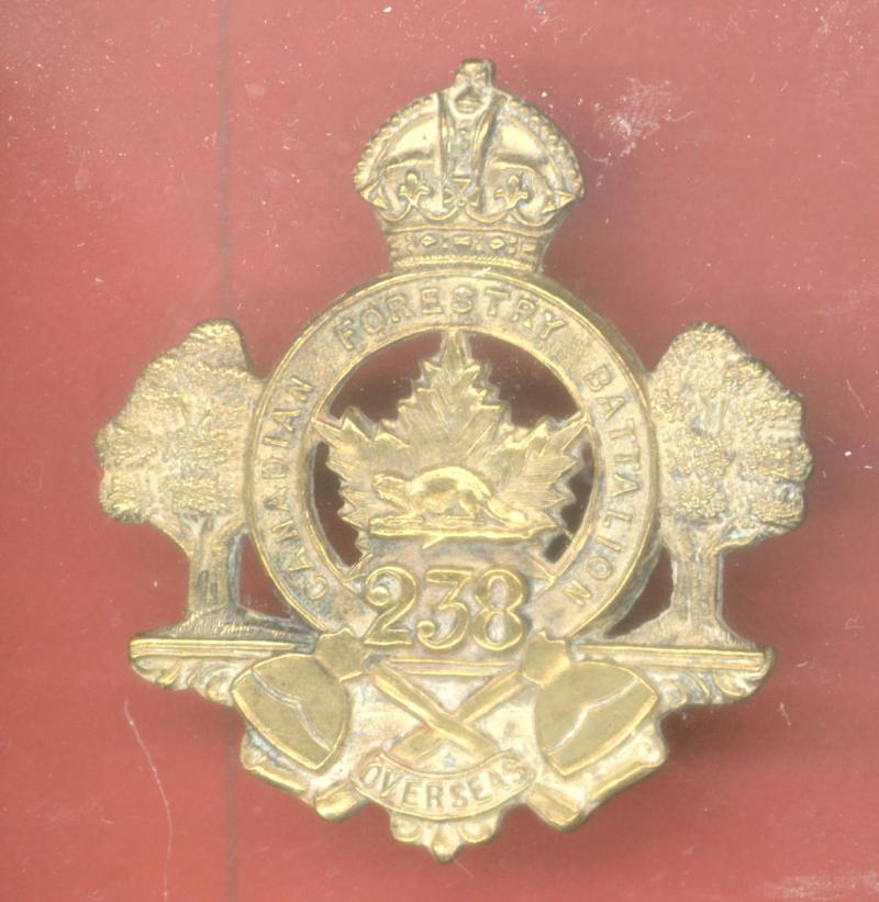 Canadian 238th (Valcartier, Quebec) Forestry Oversea's Bn.CEF WW1 cap badge