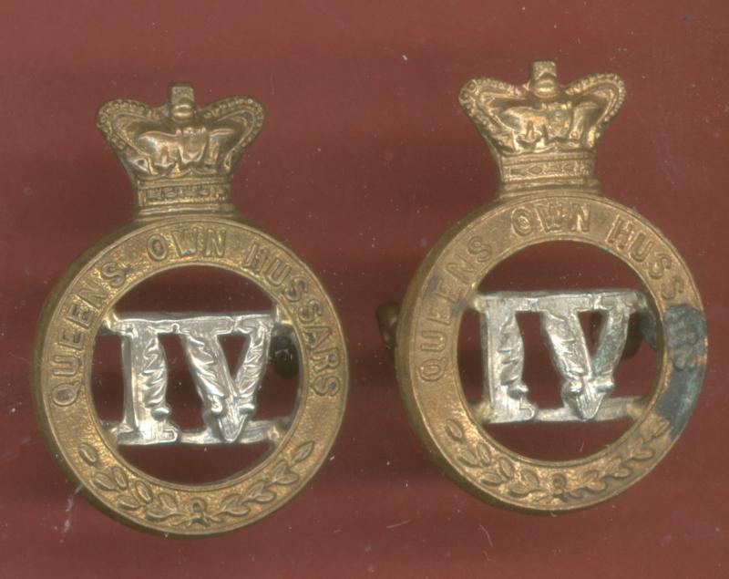 4th Queen's Own Hussars Victorian OR's collar badges