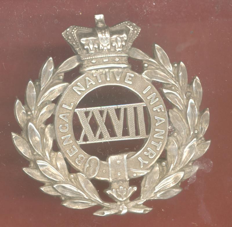 Indian Army XXVII 27th Bengal Native Infantry Victorian Officer's cap badge