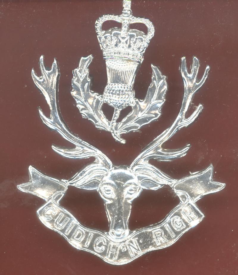 Scottish Q.O. Highlanders staybright glengarry badge