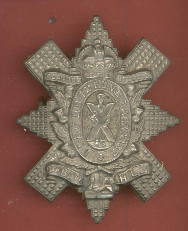 Scottish WW1 Glasgow Highlanders 9th Bn.HLI OR's glengarry badge