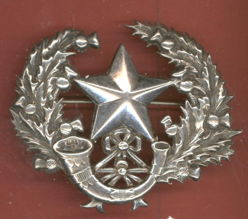 Cameronians Scottish Rifles Officer's HM silver glengarry badge