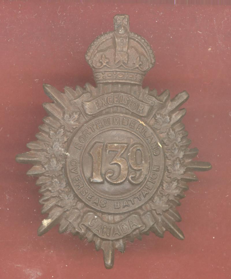 Canadian 139th Northumberland Bn. WW1 CEF cap badge