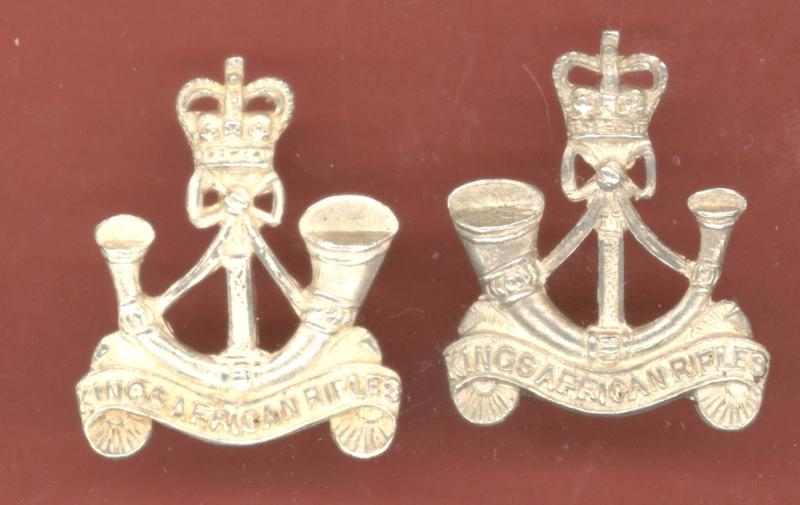 1st King's African Rifles Officer's H/M silver collar badges