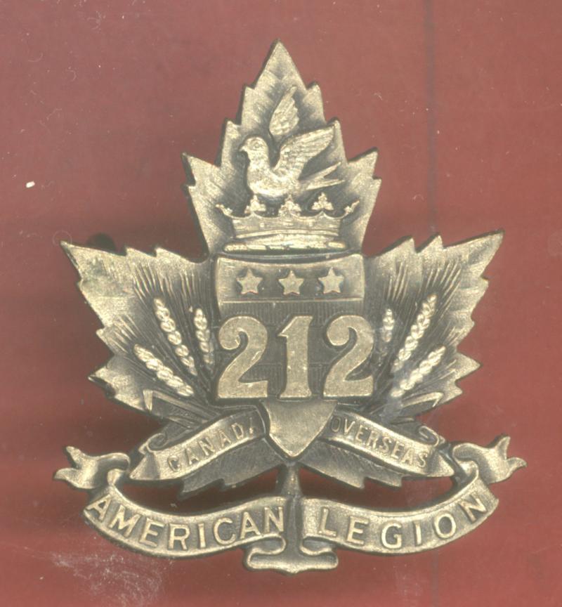 Canadian 212th Winnipeg Americans Bn. WW1 CEF cap badge