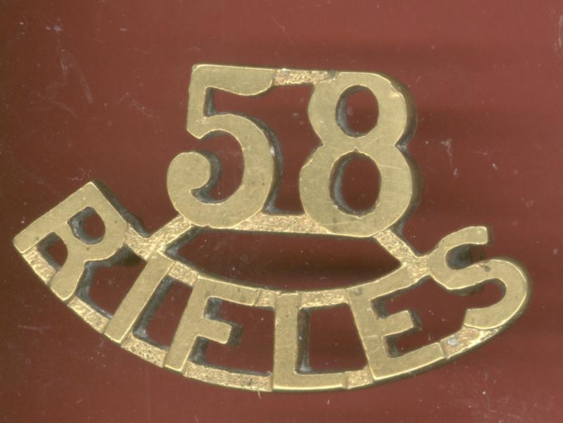 Indian Army 58th Vaughan's Rifles WW1 shoulder title